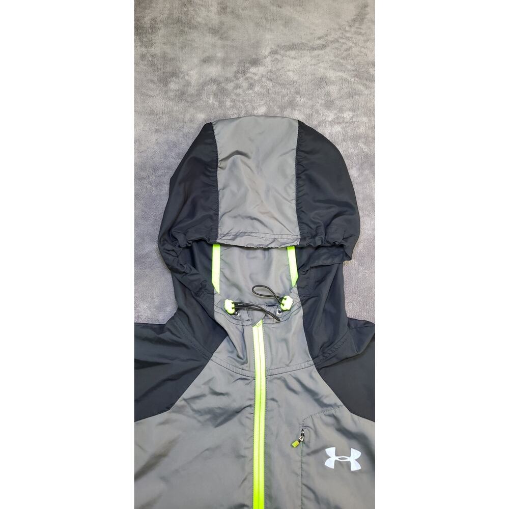 Under Armour Jacket Mens Sz M Black Gray AllSeasonGear Hooded Rain C33-49 - Picture 5 of 11